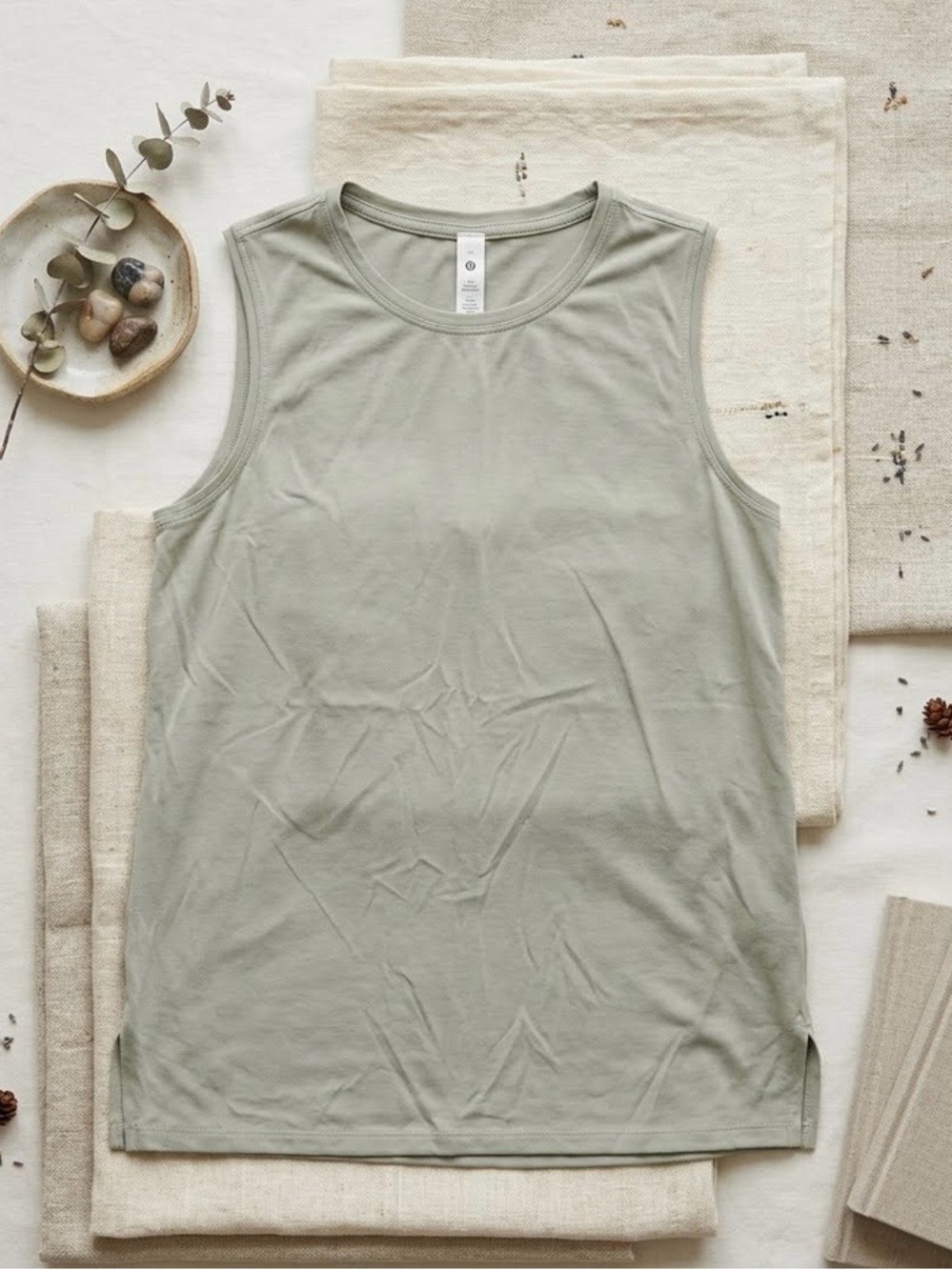 2 Lululemon Brunswick Muscle Tank Top - Sage & Mauve